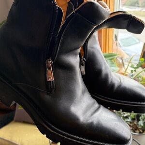 Bally Black Leather Zipper Boots